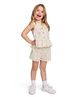 Calvin Klein Toddler and Little Girls 2-Piece Floral Print Slub Jersey Shorts Set