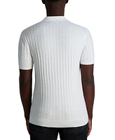 Karl Lagerfeld Paris Men's Textured Short-Sleeve Sweater Polo Shirt