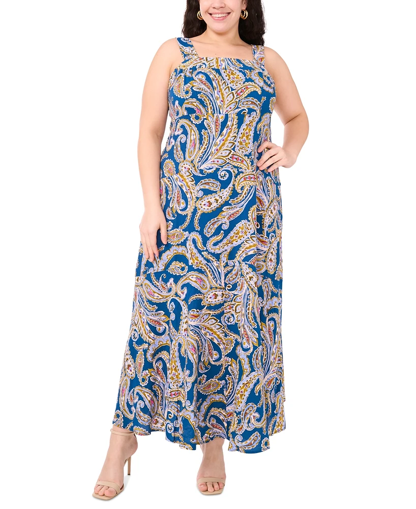 Msk Plus Paisley Square-Neck Sleeveless Maxi Dress