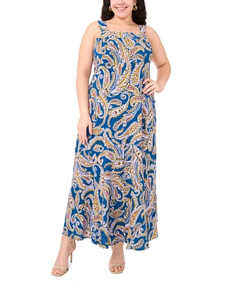 Msk Plus Paisley Square-Neck Sleeveless Maxi Dress