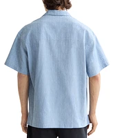 Scotch & Soda Men's Relaxed Fit Short Sleeve Cross Hatch Button-Front Camp Shirt