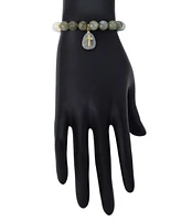 Unwritten Mother of Pearl and Labradorite Cross Charm Stretch Bracelet
