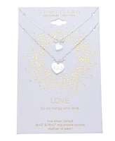 Unwritten Mother of Pearl Heart "Xoxo" Layered Necklace Set