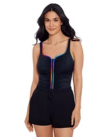 Shape Solver Sport by Mimi Flamingo Women's Zip-Up One-Piece Swimsuit