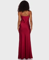 Alex & Sophia Juniors' Satin Keyhole Gown