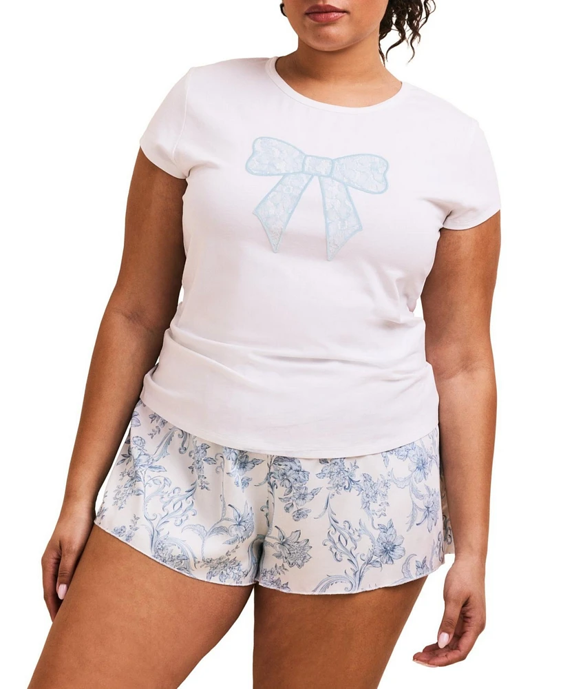 Adore Me Plus Kassie Short Sleeve T-shirt & Pant Set