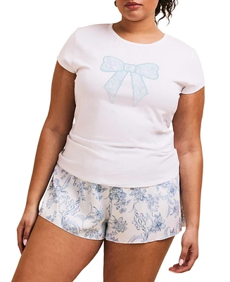 Adore Me Plus Kassie Short Sleeve T-shirt & Pant Set