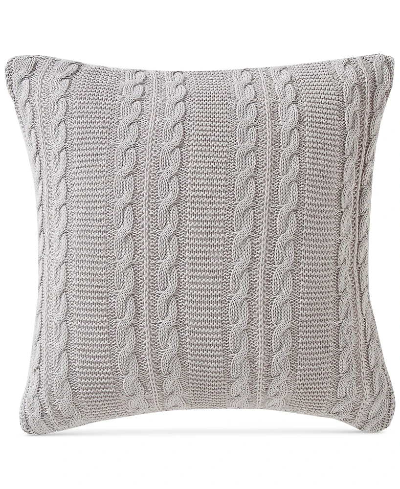 Vcny Home Dublin Cable Knit Cotton Decorative Pillow, 18" x