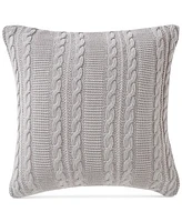 Vcny Home Dublin Cable Knit Cotton Decorative Pillow, 18" x