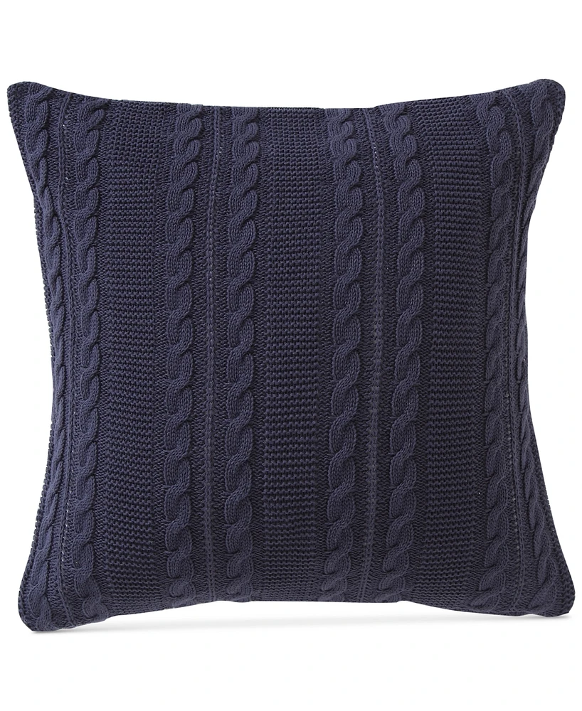 Vcny Home Dublin Cable Knit Cotton Decorative Pillow, 18" x