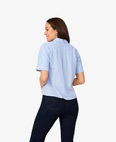 Cable & Gauge Women's Wrap Front Linen Blend Top