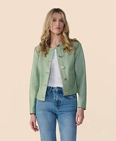 Furniq Uk Women's Cropped Leather Jacket