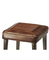 Industrial Backless Counter Height Chair with Wood Seat and Iron Frame