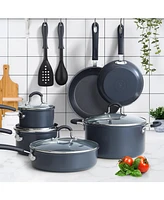 Cook N Home Pots and Pans Set Nonstick Professional Hard Anodized Cookware Sets 12-Piece, Dishwasher Safe with Stay-Cool Handles, Black