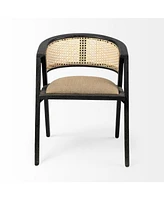 Open Back Linen Dining Arm Chair with Cushioned Seat for Home or Restaurant Use