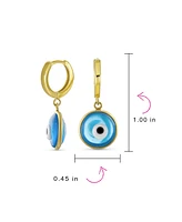Bling Jewelry Set of 2 Spiritual Protection Blue Nazar Evil Eye Dangle Earrings Gold Plated Silver