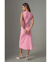 endless rose Women's Pearl Trim Knit Midi Dress