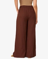 Cable & Gauge Women's Linen Blend Wide Leg Pant