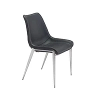Set of Two Upholstered Faux Leather Open Back Dining Side Chairs