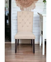 Set of Two Tufted Linen Upholstered Side Chairs for Modern Dining Spaces