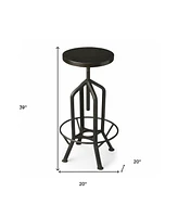 Wood and Iron Backless Swivel Bar Chair