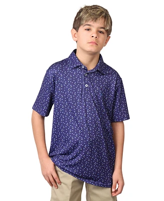 Tailorbyrd Boys Pin Flags Printed Performance Polo