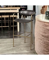 Faux Leather And Steel Bar Height Bar Chair