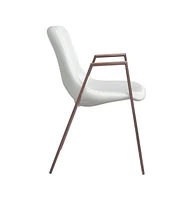 Set of 2 Upholstered Faux Leather Dining Chairs with Armrests and Open Back