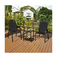 Yaheetech Set of 2 Outdoor Texteline Stackable Dining Chairs, Gray
