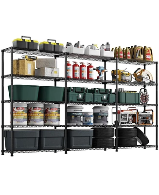 Hausource 5 Tier Wide Wire Shelving 88.5"W Adjustable Storage Shelves Garage Pantry