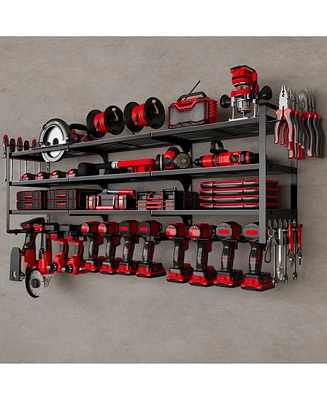 Hausource 4-Tier Large Power Tool Organizer - 12 Drill Holder, Workshop Storage Rack