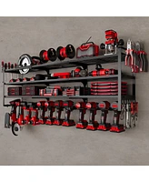 Hausource 4-Tier Large Power Tool Organizer - 12 Drill Holder, Workshop Storage Rack