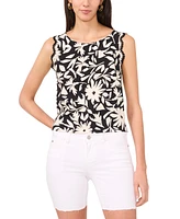 Vince Camuto Women's Floral-Print Crocheted-Trim Top