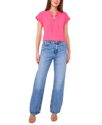 Vince Camuto Women's Lace-Up Dolman-Sleeve Top