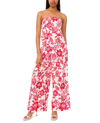 CeCe Women's Strapless Smock-Back Wide-Leg Jumpsuit
