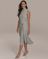 Donna Karan New York Women's Sleeveless Side-Tie Jersey Midi Dress
