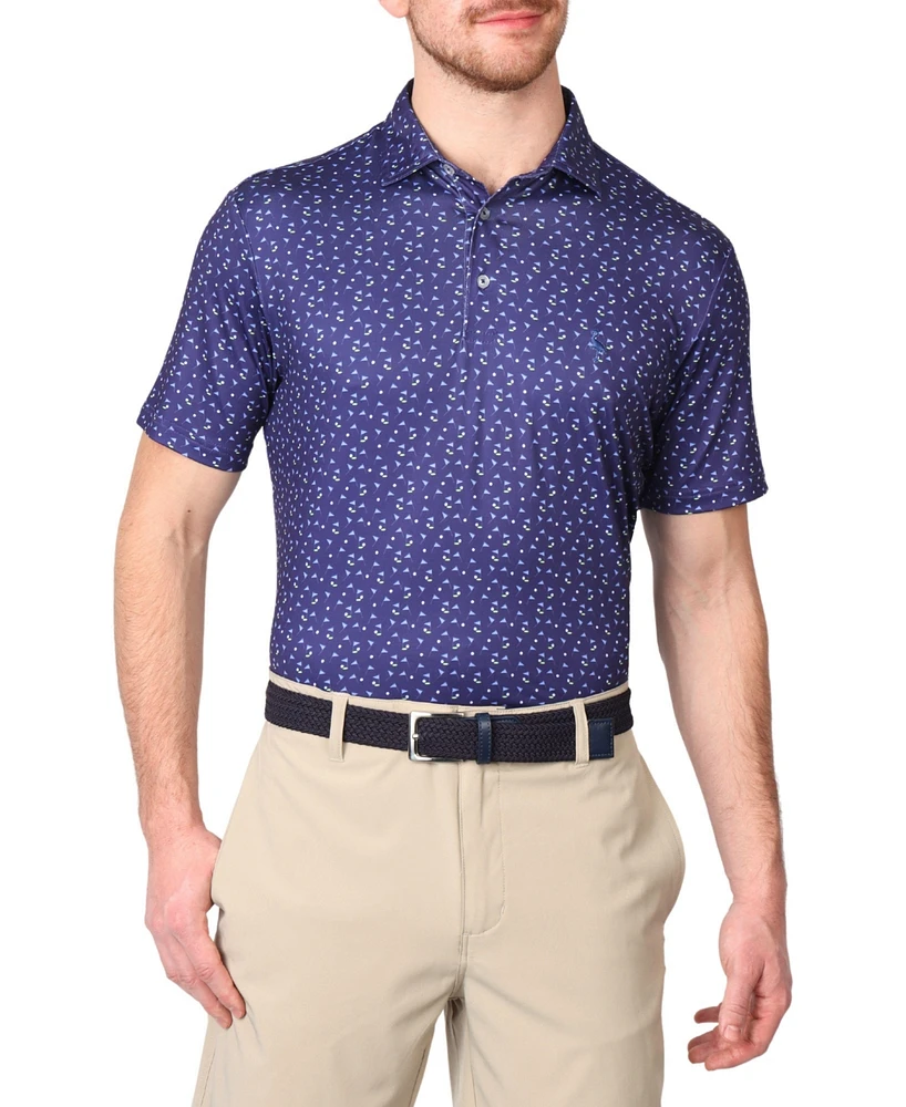Tailorbyrd Men's Pin Flags Printed Performance Polo