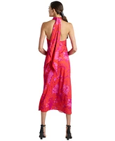 Natori Women's Printed Twisted Halter-Neck Midi Dress