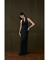 WeWoreWhat Women's Cowl Halter Maxi Dress
