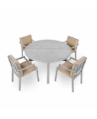 Mondawe Outdoor Dinning Set 4-Person Outdoor Wooden Dinning Set with an Umbrella Hole