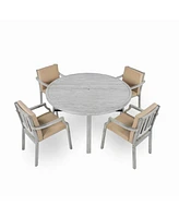 Mondawe Outdoor Dinning Set 4-Person Outdoor Wooden Dinning Set with an Umbrella Hole