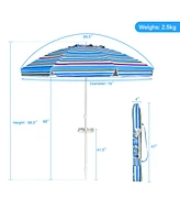 Gymax 7.2ft Beach Umbrella Outdoor Patio Garden w/ Carrying Bag Sand Anchor