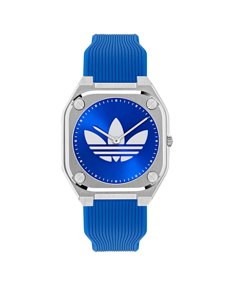 adidas Unisex Analog Blue Silicone Watch, 39mm