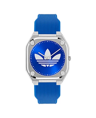 adidas Unisex Analog Blue Silicone Watch, 39mm