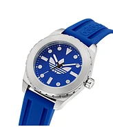 adidas Unisex Analog Blue Silicone Watch, 44mm