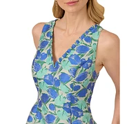 Adrianna Papell Women's Printed Jacquard Sleeveless Fit & Flare Dress