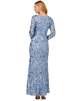 Adrianna Papell Women's Sequin Embellished Long-Sleeve Gown