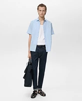 Mango Men's Short Sleeve Linen-Blend Shirt