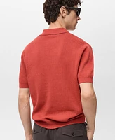 Mango Men's Cotton Striped Structure Polo Shirt