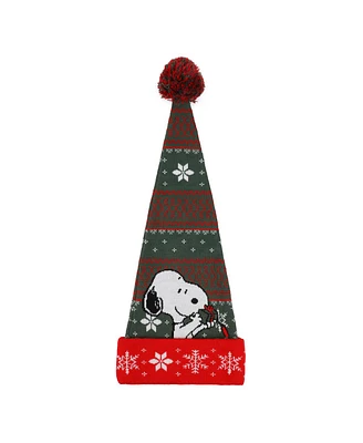 Peanuts Men's Snoopy With Present Red & Green Santa Hat